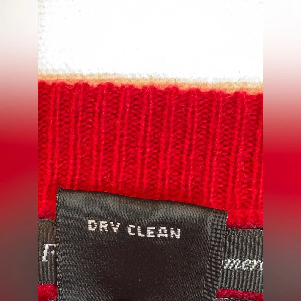 Cezani mens sz XL 100% fine 2 ply cashmere V neck sweater Red‎ Party Festive